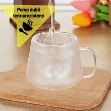 Set 2 Cani Din Sticla SIKS, Cu Pereti Dubli, Termorezistente, Pentru Ceai , Cafea , Latte , Cappuccino, Capacitate 200 ML, Tr... Set 2 Cani Din Sticla SIKS, Cu Pereti Dubli, Termorezistente, Pentru Ceai , Cafea , Latte , Cappuccino, Capacitate 200 ML, Tr...