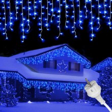 Instalatie Craciun Tip Turturi SIKS, 25 Metri, 500 Led-uri, Pentru Casa / Gradina / Gard, Cu 1 Joc De Lumini, Franjuri Curgat...