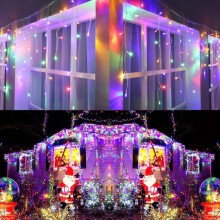 Instalatie Craciun Tip Turturi SIKS, 25 Metri, 500 Led-uri, Pentru Casa / Gradina / Gard, Cu 1 Joc De Lumini, Franjuri Curgat...