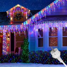 Instalatie Craciun Tip Turturi SIKS, 50 Metri, 1000 Led-uri, Pentru Casa / Gradina / Gard, Cu 1 Joc De Lumini, Franjuri Curga...