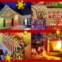 Instalatie Craciun Tip Turturi SIKS, 25 Metri, 500 Led-uri, Pentru Casa / Gradina / Gard, Cu 8 Jocuri De Lumini, Franjuri Cur...