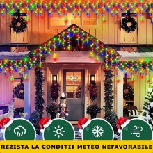 Instalatie Craciun Tip Turturi SIKS, 25 Metri, 500 Led-uri, Pentru Casa / Gradina / Gard, Cu 8 Jocuri De Lumini, Franjuri Cur...