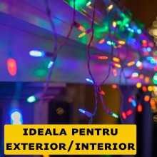 Instalatie Craciun Tip Turturi SIKS, 25 Metri, 500 Led-uri, Pentru Casa / Gradina / Gard, Cu 8 Jocuri De Lumini, Franjuri Cur...