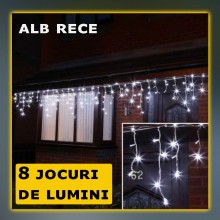 Instalatie Craciun Tip Turturi SIKS, 25 Metri, 500 Led-uri, Pentru Casa / Gradina / Gard, Cu 8 Jocuri De Lumini, Franjuri Cur...
