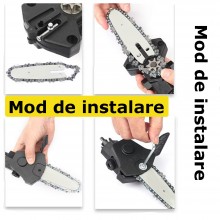 Adaptor SIKS Fierastrau Pentru Bormasina Electrica, Lant De 6 Inch, Pas 1/4, Multifunctional, Portabil, Pentru Lemn, Accesori...