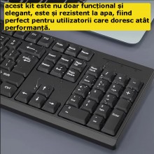 Kit SIKS Tastatura Mecanica Si Mouse Optic Wireless Cu Design Slim K12, 2.4 G, Conexiune Inteligenta, Bluetooth, Microreceive...