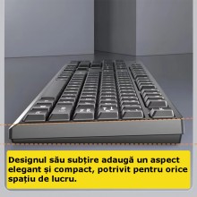 Kit SIKS Tastatura Mecanica Si Mouse Optic Wireless Cu Design Slim K12, 2.4 G, Conexiune Inteligenta, Bluetooth, Microreceive...