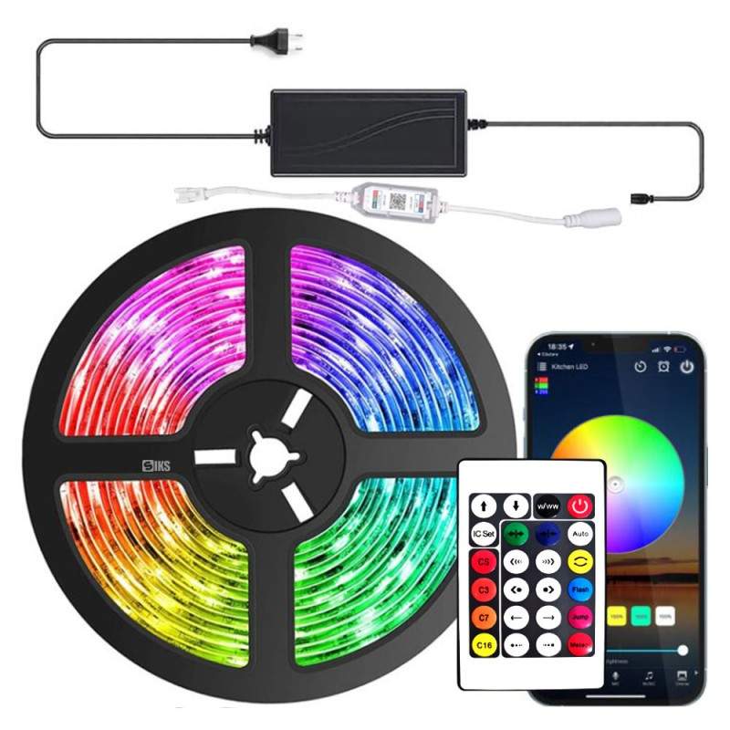 Banda LED SIKS Digitala Smart RGB Wi-Fi, 5 metri, Interior IP20, 60 leduri/m 5050 RGB, Adeziva, Aplicatie Telefon, Bluetooth,... Banda LED SIKS Digitala Smart RGB Wi-Fi, 5 metri, Interior IP20, 60 leduri/m 5050 RGB, Adeziva, Aplicatie Telefon, Bluetooth,...