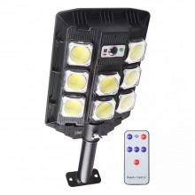 Lampa Solara Stradala Sau Gradina Cu Panou Solar SIKS, De Exterior, 8 LED COB, Lumina Neutra, Control Din Telecomanda, Senzor...