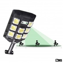 Lampa Solara Stradala Sau Gradina Cu Panou Solar SIKS, De Exterior, 8 LED COB, Lumina Neutra, Control Din Telecomanda, Senzor...