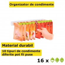 Organizator SIKS Pentru Plicuri De Condimente, 10 Cleme, Cu Suport Pentru Montare Pe Perete, Transparent/Verde