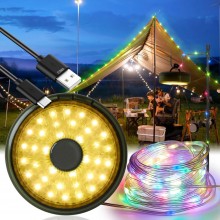 Ghirlanda Luminoasa Camping SIKS, Cu Lanterna Si Functie De Baterie Externa, 10 m, 8 moduri de iluminare, LED, Reincarcare Ti...