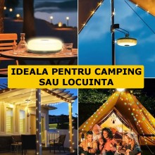 Ghirlanda Luminoasa Camping SIKS, Cu Lanterna Si Functie De Baterie Externa, 10 m, 8 moduri de iluminare, LED, Reincarcare Ti... Ghirlanda Luminoasa Camping SIKS, Cu Lanterna Si Functie De Baterie Externa, 10 m, 8 moduri de iluminare, LED, Reincarcare Ti...