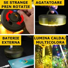 Ghirlanda Luminoasa Camping SIKS, Cu Lanterna Si Functie De Baterie Externa, 10 m, 8 moduri de iluminare, LED, Reincarcare Ti... Ghirlanda Luminoasa Camping SIKS, Cu Lanterna Si Functie De Baterie Externa, 10 m, 8 moduri de iluminare, LED, Reincarcare Ti...