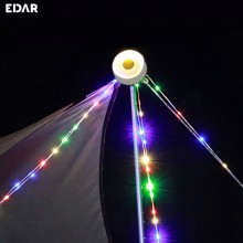 Ghirlanda Luminoasa Extensibila/Retractabila Camping EDAR Cu Functie De Lanterna Si Baterie Externa, 10 m, 8 Moduri De Ilumin...