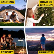 Ghirlanda Luminoasa Camping SIKS, Cu Lanterna Si Functie De Baterie Externa, 20 m, 5 moduri de iluminare, LED, Reincarcare Ti... Ghirlanda Luminoasa Camping SIKS, Cu Lanterna Si Functie De Baterie Externa, 20 m, 5 moduri de iluminare, LED, Reincarcare Ti...