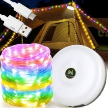 Ghirlanda Luminoasa Extensibila/Retractabila Camping EDAR Cu Functie De Lanterna Si Baterie Externa, 20 m, 5 Moduri De Ilumin...
