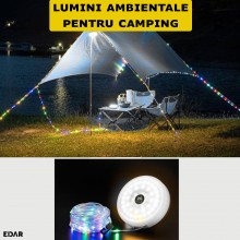 Ghirlanda Luminoasa Extensibila/Retractabila Camping EDAR Cu Functie De Lanterna Si Baterie Externa, 20 m, 5 Moduri De Ilumin...
