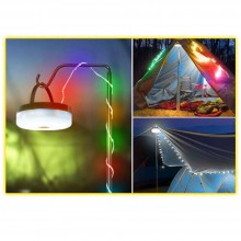 Ghirlanda Luminoasa Extensibila/Retractabila Camping EDAR Cu Functie De Lanterna Si Baterie Externa, 20 m, 5 Moduri De Ilumin...