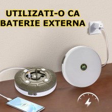 Ghirlanda Luminoasa Extensibila/Retractabila Camping EDAR Cu Functie De Lanterna Si Baterie Externa, 20 m, 5 Moduri De Ilumin...