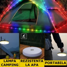 Ghirlanda Luminoasa Extensibila/Retractabila Camping EDAR Cu Functie De Lanterna Si Baterie Externa, 20 m, 5 Moduri De Ilumin...