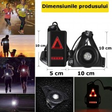 Lanterna LED EDAR Pentru Alergare, Cu Benzi Elasticce, 1800 mAh, LED, 180 Lumeni, 2 Moduri Iluminare, USB Inclus, Negru
