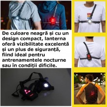 Lanterna LED EDAR Pentru Alergare, Cu Benzi Elasticce, 1800 mAh, LED, 180 Lumeni, 2 Moduri Iluminare, USB Inclus, Negru