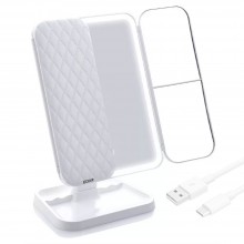 Oglinda Pliabila EDAR Cu LED, Cosmetica, Suport, Alimentare USB, Marire 2X, 3X, Touch, Lumina Neutra, Calda, Rece, Spatiu Dep...