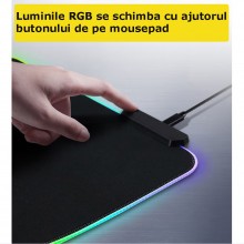 Mousepad SIKS Gaming Profesional Cu LED RGB, 13 Moduri De Iluminare, 80x30 cm, Antiderapant, Impermeabil, Buton Pentru Schimb... Mousepad SIKS Gaming Profesional Cu LED RGB, 13 Moduri De Iluminare, 80x30 cm, Antiderapant, Impermeabil, Buton Pentru Schimb...