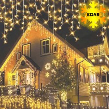 Ghirlanda Luminoasa Tip Franjuri EDAR, Instalatie De Craciun Perdea Pentru Exterior/Interior, 50m, 1000 Leduri, Fir Alb, Flas...
