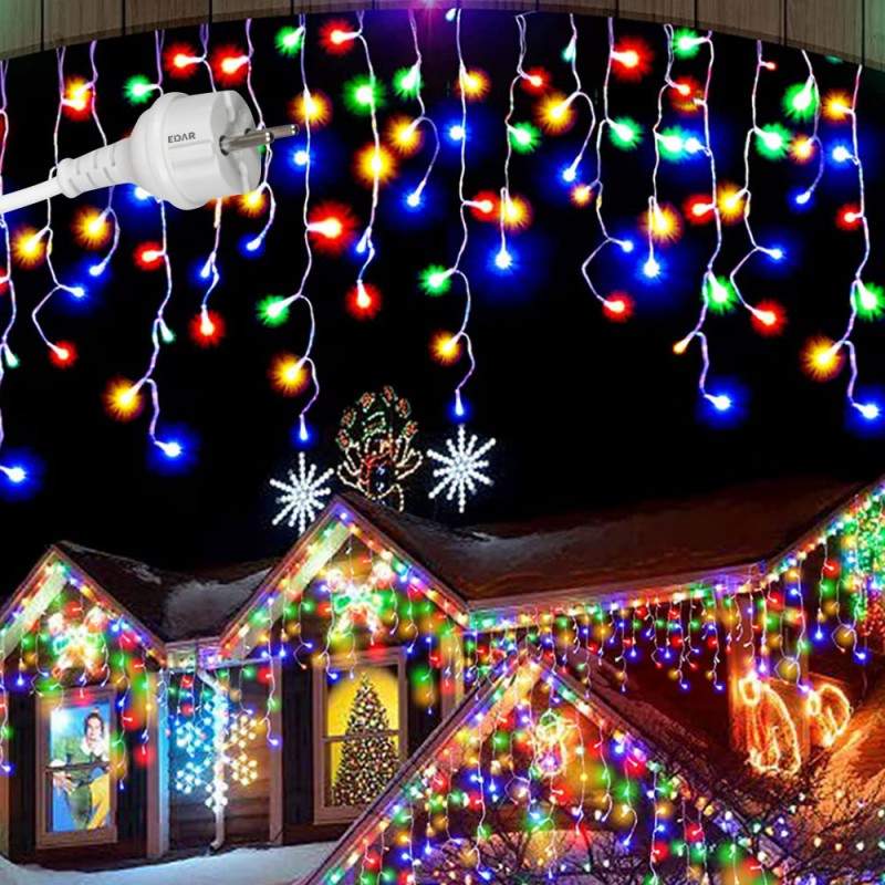 Ghirlanda Luminoasa Tip Franjuri EDAR, Instalatie De Craciun Perdea Pentru Exterior/Interior, 50m, 1000 Leduri, Fir Alb, Flas... Ghirlanda Luminoasa Tip Franjuri EDAR, Instalatie De Craciun Perdea Pentru Exterior/Interior, 50m, 1000 Leduri, Fir Alb, Flas...