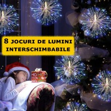 Instalatie De Craciun SIKS Tip 5 Focuri De Artificii Decorative, Interconectabila, 8 Moduri De Iluminare, Lungime 4m, Multicolor