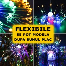 Instalatie De Craciun SIKS Tip 5 Focuri De Artificii Decorative, Interconectabila, 8 Moduri De Iluminare, Lungime 4m, Multicolor