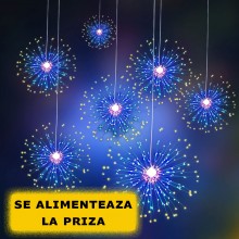 Instalatie De Craciun SIKS Tip 5 Focuri De Artificii Decorative, Interconectabila, 8 Moduri De Iluminare, Lungime 4m, Multicolor