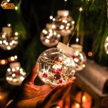 Instalatie Craciun Perdea Luminoasa SIKS Tip Glob Cu Conuri Brad, 10 Figurine Mos Craciun, Interconectabila, 8 Jocuri De Lumi...