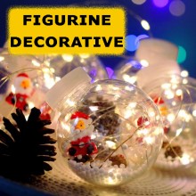 Instalatie Craciun Perdea Luminoasa SIKS Tip Glob Cu Conuri Brad, 10 Figurine Mos Craciun, Interconectabila, 8 Jocuri De Lumi...