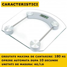 Cantar Electronic Corporal SIKS, Afisaj Digital, Oprire Automata, Precizie Ridicata, Greutate Maxima Suportata 180 Kg, Sticla...