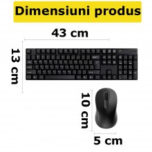 Kit Tastatura EDAR Mecanica Si Mouse Wireless, Cu Design Slim K-12, 2.4 G, Conexiune Inteligenta, USB Bluetooth, Microreceive...