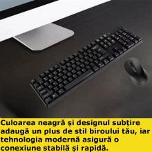 Kit Tastatura EDAR Mecanica Si Mouse Wireless, Cu Design Slim K-12, 2.4 G, Conexiune Inteligenta, USB Bluetooth, Microreceive...