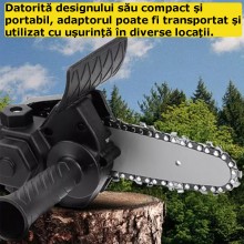 Adaptor Fierastrau EDAR Pentru Bormasina Electrica, 6 Inch Lant, Pas 1/4, Portabil, Pentru Lemn, Accesorii Incluse, Negru