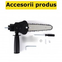 Adaptor Fierastrau EDAR Pentru Bormasina Electrica, 6 Inch Lant, Pas 1/4, Portabil, Pentru Lemn, Accesorii Incluse, Negru