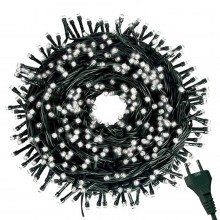 Instalatie De Craciun Liniara SIKS 40 M, 500 LED -uri, Cu 8 jocuri de lumini, Pentru Exterior/Interior, Fir Verde Inchis, Alb...