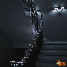 Instalatie De Craciun Liniara SIKS 40 M, 500 LED -uri, Cu 8 jocuri de lumini, Pentru Exterior/Interior, Fir Verde Inchis, Alb...