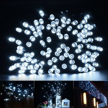 Instalatie De Craciun Liniara SIKS 40 M, 500 LED -uri, Cu 8 jocuri de lumini, Pentru Exterior/Interior, Fir Verde Inchis, Alb...