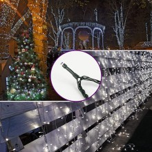 Instalatie De Craciun Liniara SIKS 40 M, 500 LED -uri, Cu 8 jocuri de lumini, Pentru Exterior/Interior, Fir Verde Inchis, Alb...