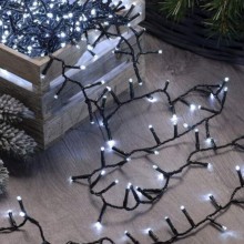 Instalatie De Craciun Liniara SIKS 40 M, 500 LED -uri, Cu 8 jocuri de lumini, Pentru Exterior/Interior, Fir Verde Inchis, Alb...