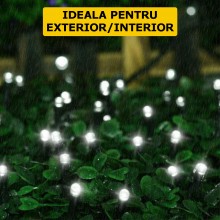 Instalatie De Craciun Liniara SIKS 40 M, 500 LED -uri, Cu 8 jocuri de lumini, Pentru Exterior/Interior, Fir Verde Inchis, Alb...