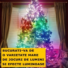 Instalatie De Craciun Smart RGB Wi-Fi SIKS, Pentru Brad, Fir de 10 Metri Cu Conectare Bluetooth, 110 Led, Aplicatie Mobil, Co... Instalatie De Craciun Smart RGB Wi-Fi SIKS, Pentru Brad, Fir de 10 Metri Cu Conectare Bluetooth, 110 Led, Aplicatie Mobil, Co...