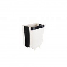 Cos EDAR De Gunoi Suspendat, Pliabil, Material Plastic/Silicon, Pentru Usa, Dulap, Diametru 28 x 24.5 cm, Alb/Negru