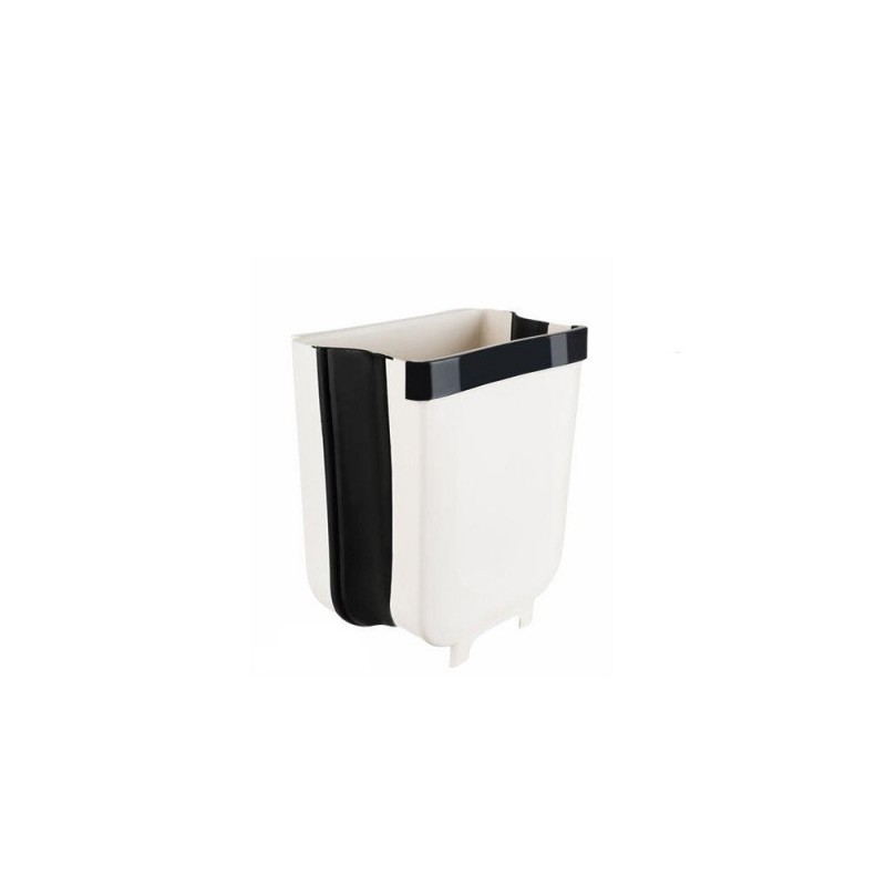 Cos EDAR De Gunoi Suspendat, Pliabil, Material Plastic/Silicon, Pentru Usa, Dulap, Diametru 28 x 24.5 cm, Alb/Negru